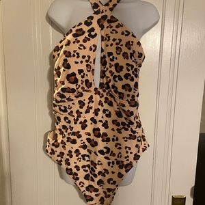 Leopard print swimsuit. Worn once
